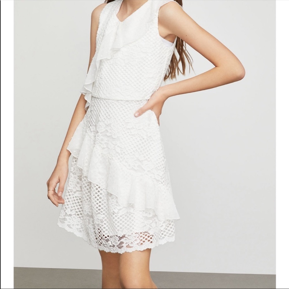 BCBGmaxazria girls mixed white lace dress